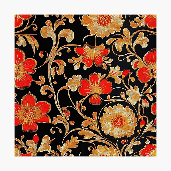 Item preview, Floral gold and red 4 designed and sold by vialgames.