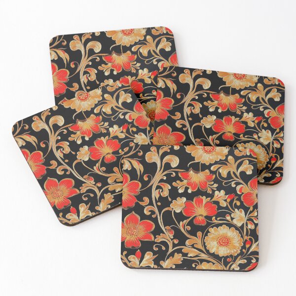 Item preview, Floral gold and red 4 designed and sold by vialgames.