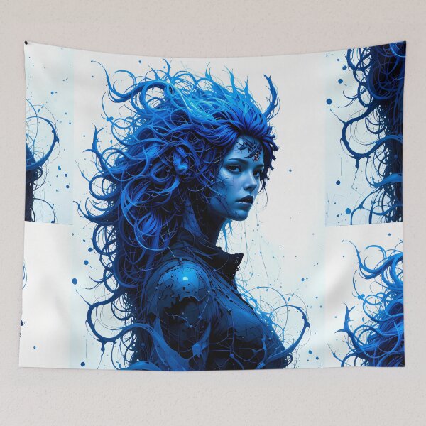 Item preview, Blue Girl Colors Textures Art Contemporary Design designed and sold by ART ATTACK ZONE.