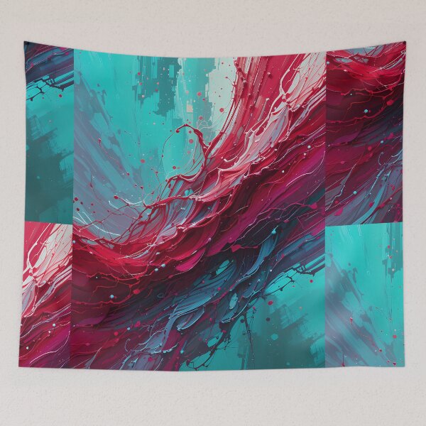 Item preview, Red Green Splash Colors Textures Art Contemporary Design designed and sold by ART ATTACK ZONE.
