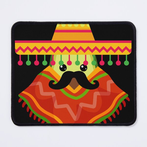 Item preview, Kawaii avocado with Mexican costume and mustache designed and sold by ZerpaGiovanna.