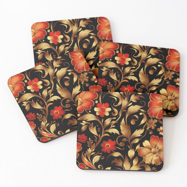 Item preview, Floral gold and red 5 designed and sold by vialgames.