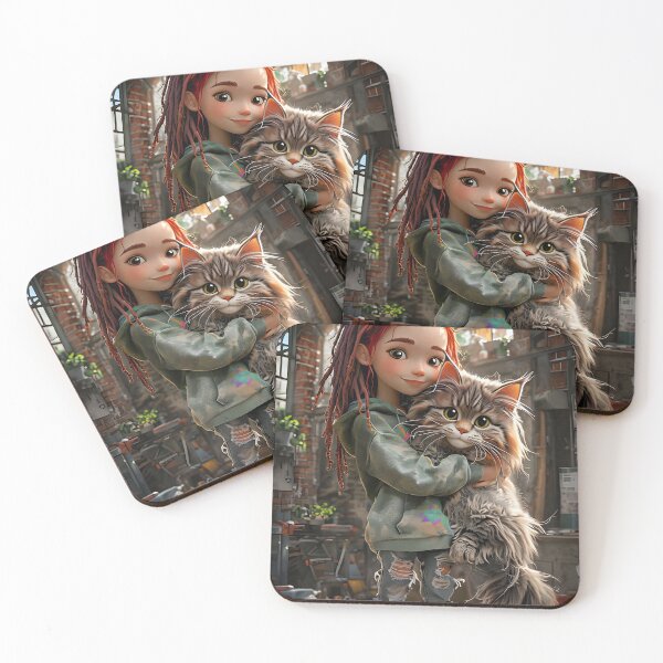 Item preview, Little red head and her mainecoon cat designed and sold by Image Creative.