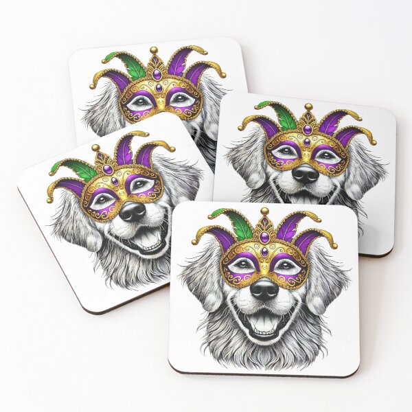Item preview, Golden Retriever Mardi Gras Mask Design designed and sold by BlankCanvasHaHa.