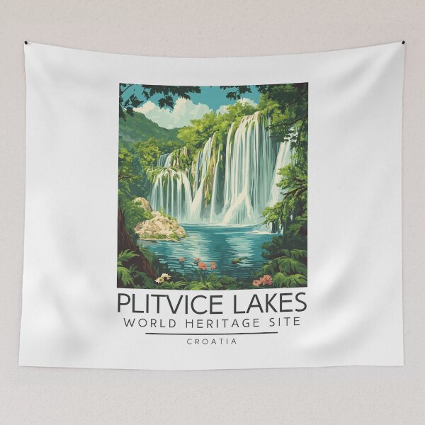 Item preview, A Vintage Travel Illustration of Plitvice Lakes - Croatia designed and sold by GoodOldVintage.