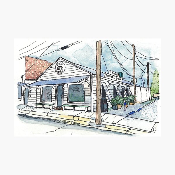 Item preview, Dupuy Seafood Restaurant Watercolor Painting designed and sold by EasyPrints337.