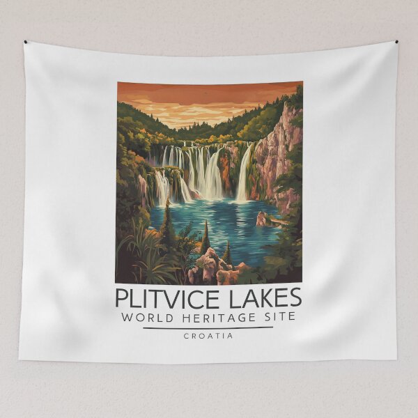 Item preview, A Vintage Travel Illustration of Plitvice Lakes - Croatia designed and sold by GoodOldVintage.
