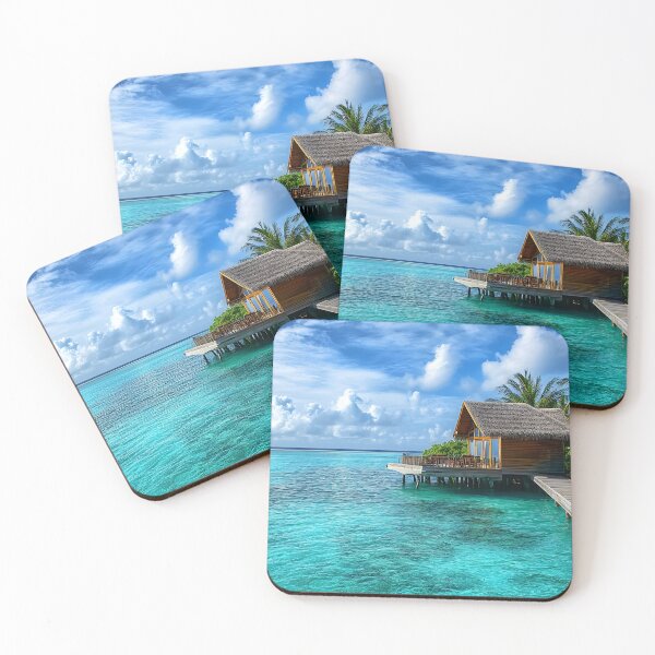 Item preview, Tropical overwater bungalow on a tranquil turquoise lagoon designed and sold by Artessie.