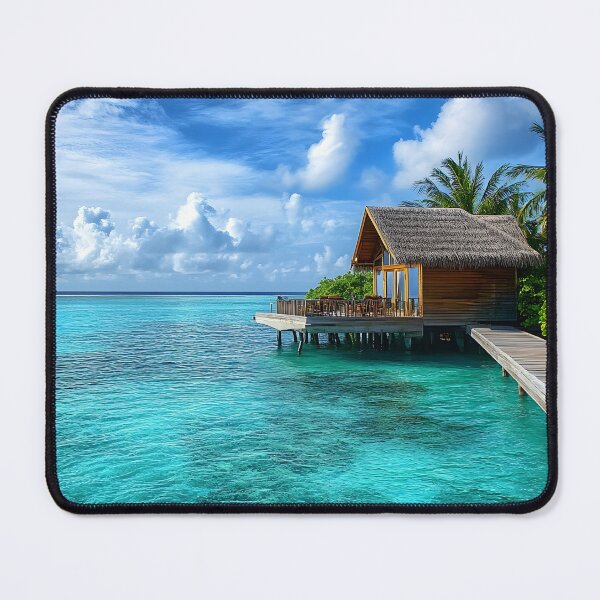 Item preview, Tropical overwater bungalow on a tranquil turquoise lagoon designed and sold by Artessie.