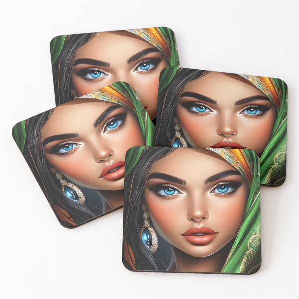 Item preview, Portrait of Woman in Vibrant Green and Orange Attire designed and sold by Artessie.