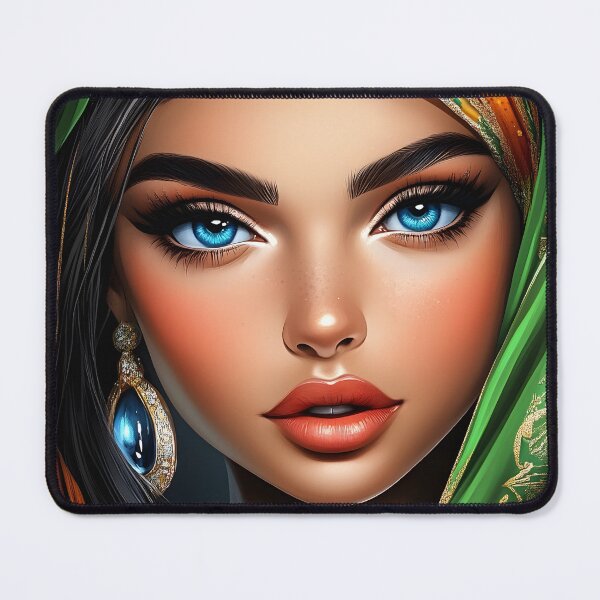 Item preview, Portrait of Woman in Vibrant Green and Orange Attire designed and sold by Artessie.