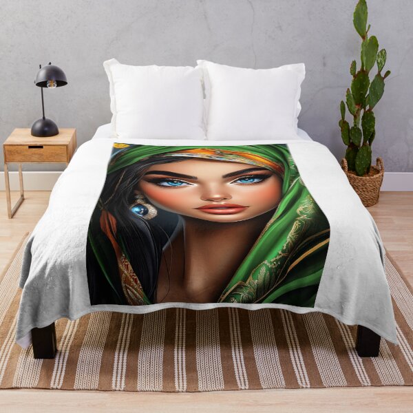 Item preview, Portrait of Woman in Vibrant Green and Orange Attire designed and sold by Artessie.