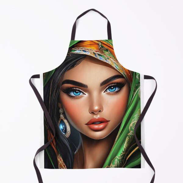 Item preview, Portrait of Woman in Vibrant Green and Orange Attire designed and sold by Artessie.