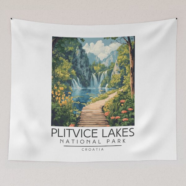 Item preview, A Vintage Travel Poster of Plitvice Lakes National Park - Croatia  designed and sold by GoodOldVintage.