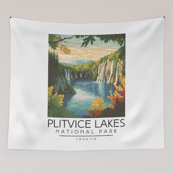 Item preview, A Vintage Travel Poster of Plitvice Lakes National Park - Croatia  designed and sold by GoodOldVintage.