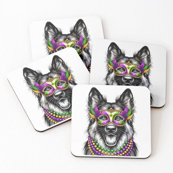 Item preview, German Shepherd Mardi Gras Mask and Beads Design designed and sold by BlankCanvasHaHa.