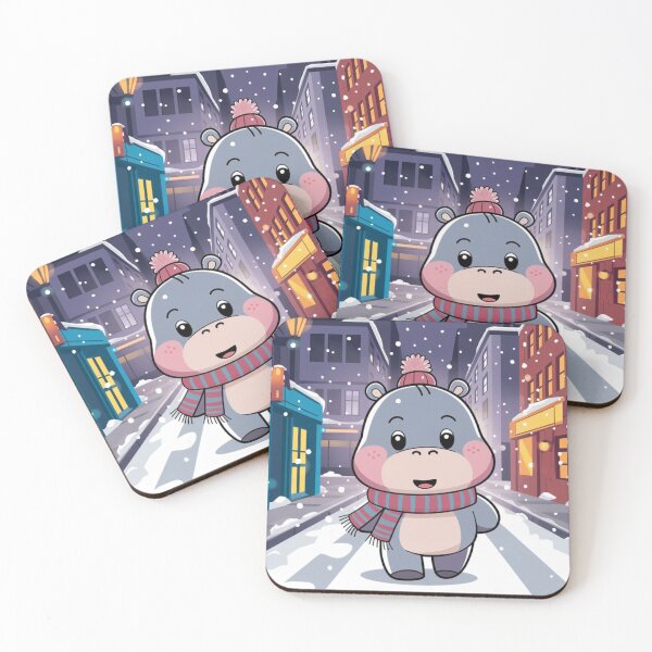 Item preview, Hippo Bliss in Winter Town designed and sold by NeatThingLover.