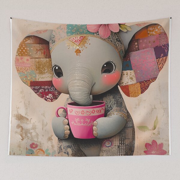 Item preview, A cute elephant holding a cup of coffee designed and sold by celiacreatec.