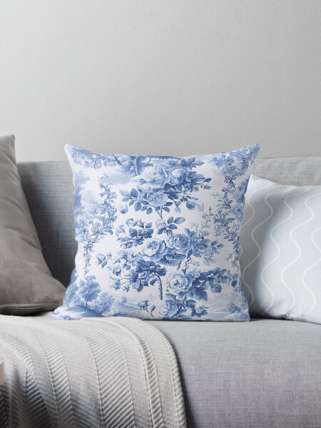 Item preview, Timeless Elegance: Blue Toile de Jouy Floral Landscape designed and sold by OLAIZA.