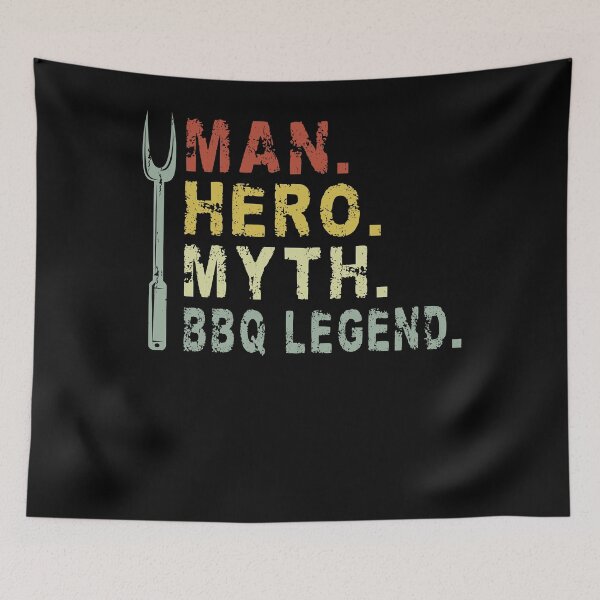 Item preview, Man Hero Myth BBQ Legend Funny Grill designed and sold by PrintCrafting.