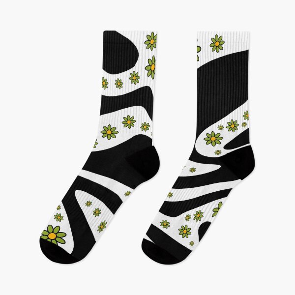 Item preview, Daisy Floral Retro 60s 70s Black and White Pattern designed and sold by Skull Fern.
