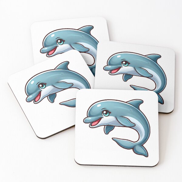 Item preview, Cartoon dolphin character with a cheerful expression and bright colors designed and sold by cave-canvas.