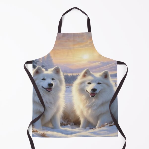 Item preview, Two fluffy white dogs are sitting in a snowy landscape designed and sold by InezPhotography.