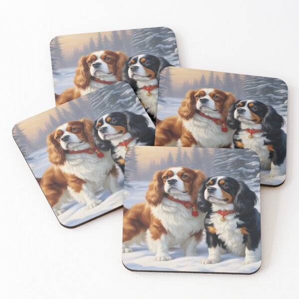 Item preview, Two dogs with long, flowing fur stand in a snowy forest, designed and sold by InezPhotography.
