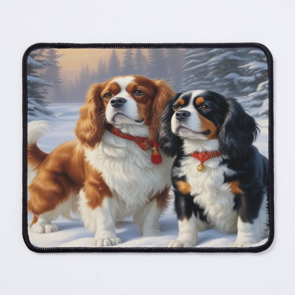 Item preview, Two dogs with long, flowing fur stand in a snowy forest, designed and sold by InezPhotography.