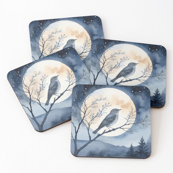 Item preview, Nightingale Serenade Moonlight Watercolor designed and sold by WaterBirdArt.