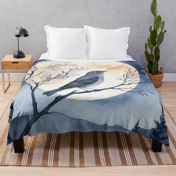 Item preview, Nightingale Serenade Moonlight Watercolor designed and sold by WaterBirdArt.