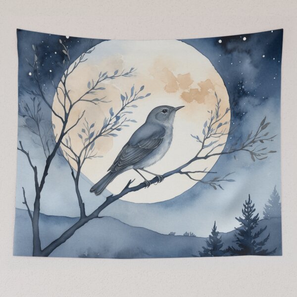 Item preview, Nightingale Serenade Moonlight Watercolor designed and sold by WaterBirdArt.