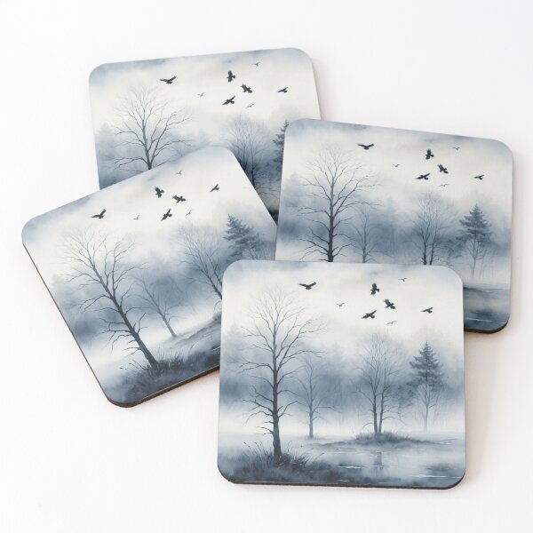 Item preview, Misty Swamp Crows Watercolor Flight designed and sold by WaterBirdArt.