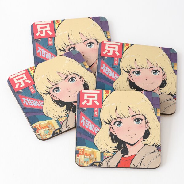 Item preview, Pretty Anime Blonde Girl 80s Retro Aesthetic Tokyo Japan Vintage Travel Design designed and sold by onlyanimevibes.