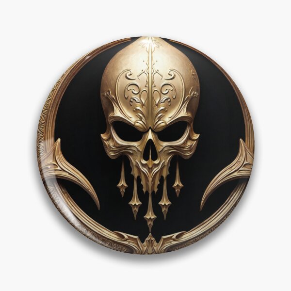 Item preview, Intricately Designed Golden Skull Emblem with Ornate Patterns designed and sold by Creative88Art.