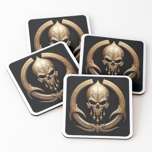 Item preview, Intricately Designed Golden Skull Emblem with Ornate Patterns designed and sold by Creative88Art.