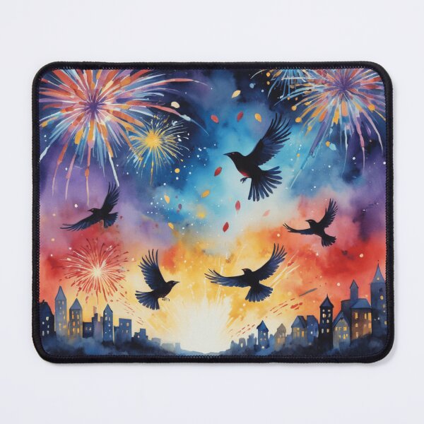 Item preview, Raven Fireworks City Night designed and sold by WaterBirdArt.