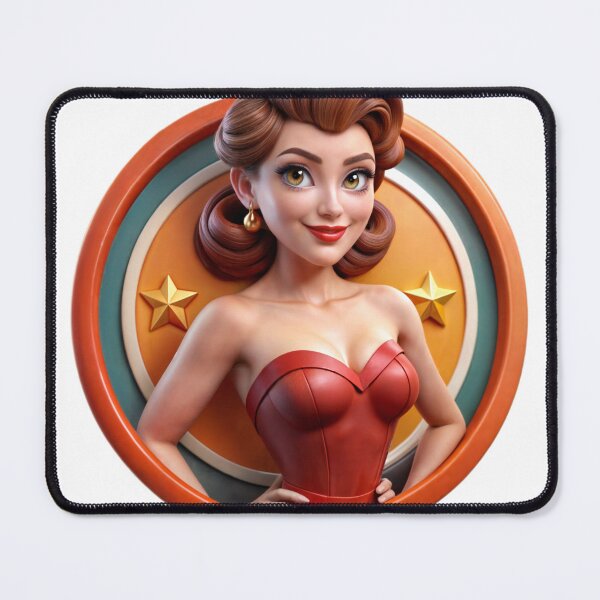 Item preview, Retro Pin Up Style Character in Red Dress with Gold Stars Emblem designed and sold by Creative88Art.
