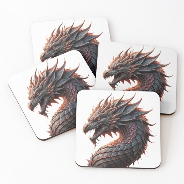 Item preview, Detailed Dragon with Intricate Scales and Fiery Eyes on Black Background designed and sold by Creative88Art.