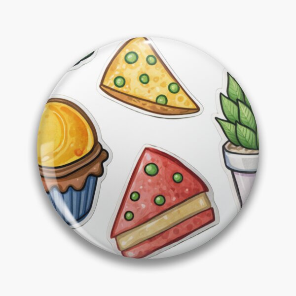 Item preview, Colorful Cartoon Food and Plant Stickers on Black Background designed and sold by Creative88Art.