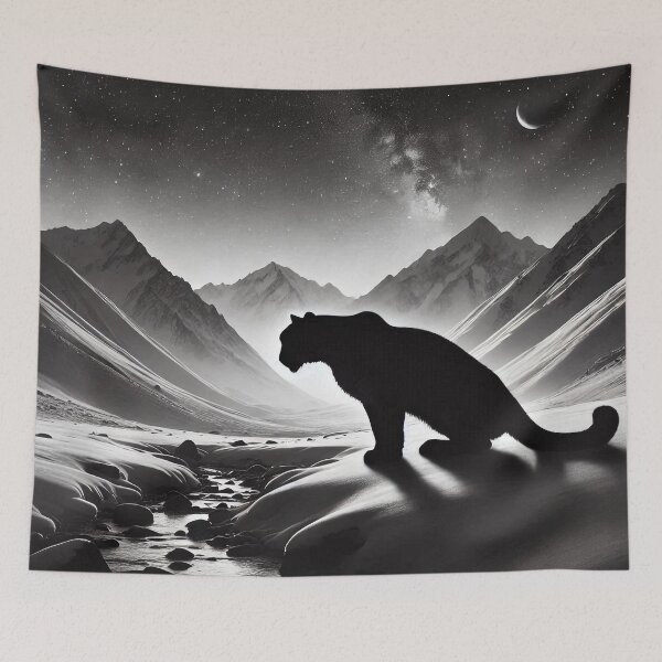 Item preview, Silhouette of a Snow Leopard Crouched in Deep Snow designed and sold by nikkolaus.