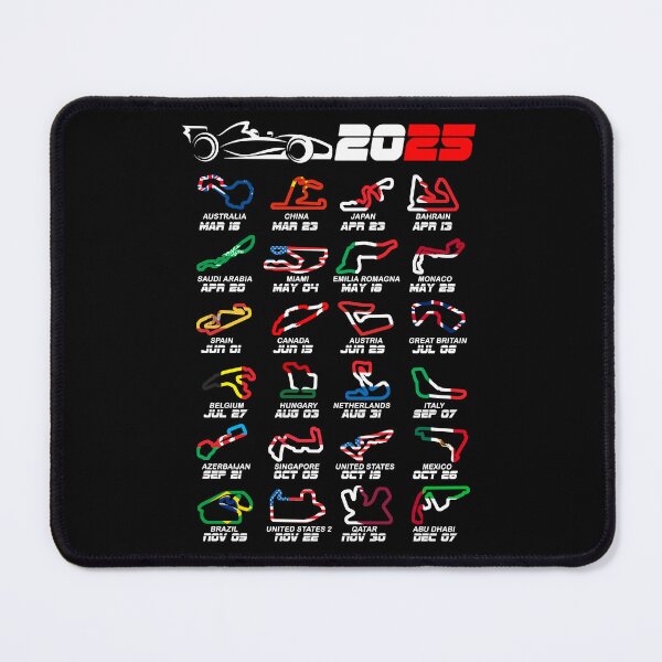 Aperçu de l'œuvre Calendrier Formule 1 voitures de course 2025 circuits couleurs créée et vendue par ideasfinder.