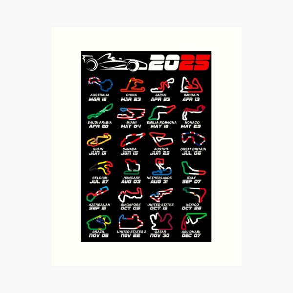 Item preview, Calendar Formula race cars 2025 circuits colors designed and sold by ideasfinder.