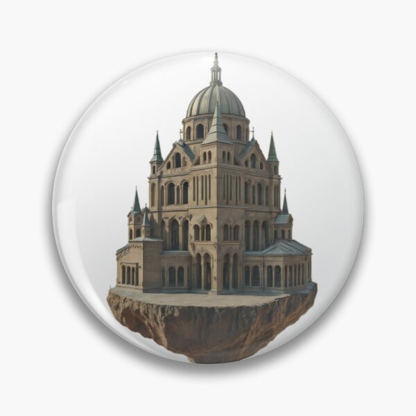 Item preview, Gothic Cathedral Structure on Floating Rock Against Black Background designed and sold by Creative88Art.