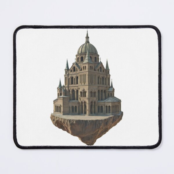 Item preview, Gothic Cathedral Structure on Floating Rock Against Black Background designed and sold by Creative88Art.