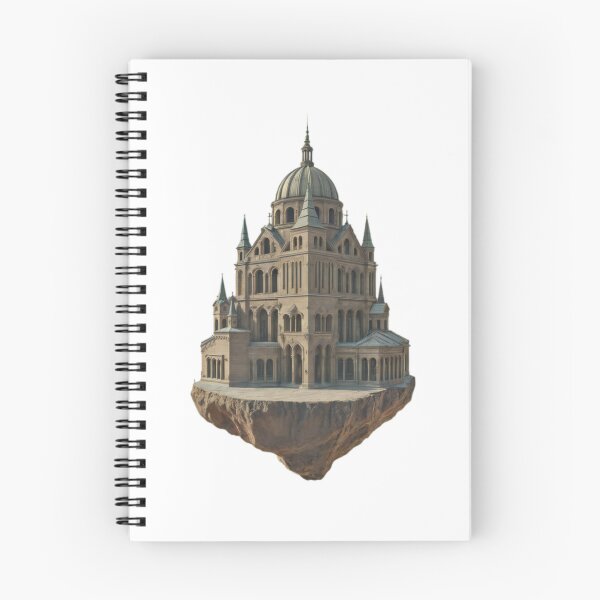 Item preview, Gothic Cathedral Structure on Floating Rock Against Black Background designed and sold by Creative88Art.