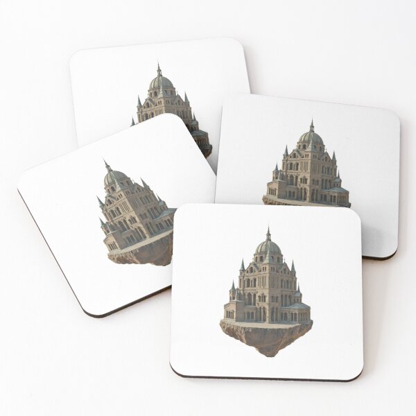 Item preview, Gothic Cathedral Structure on Floating Rock Against Black Background designed and sold by Creative88Art.