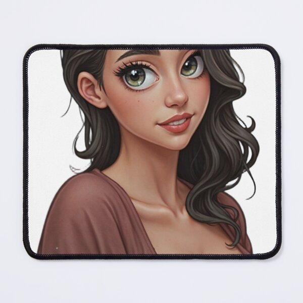 Item preview, Digital Illustration of Young Woman with Expressive Green Eyes designed and sold by Creative88Art.
