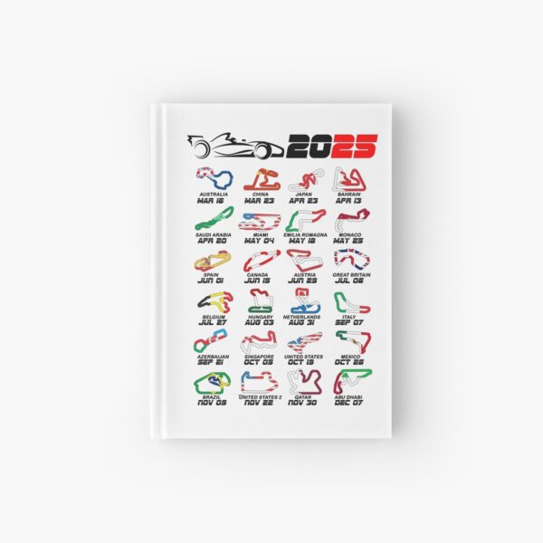 Item preview, Calendar Formula race cars 2025 circuits colors white designed and sold by ideasfinder.