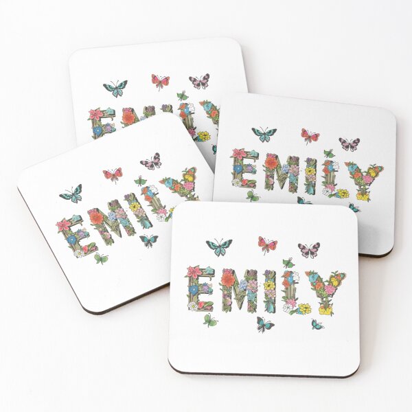 Item preview, emily flowers typography name with butterflies designed and sold by bukajart.